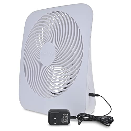 Treva Ventilador Portátil con Batería de Escritorio de 10 Pulgadas, Alimentado por Batería y/o Adaptador de CA - Circulación de Aire con 2 Velocidades de Enfriamiento