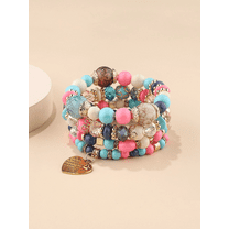 Hotian 4pcs Beaded Bracelet Jewelry Set Multilayer Boho Heart Charm Bracelet Pack for Women and Men Multicolor
