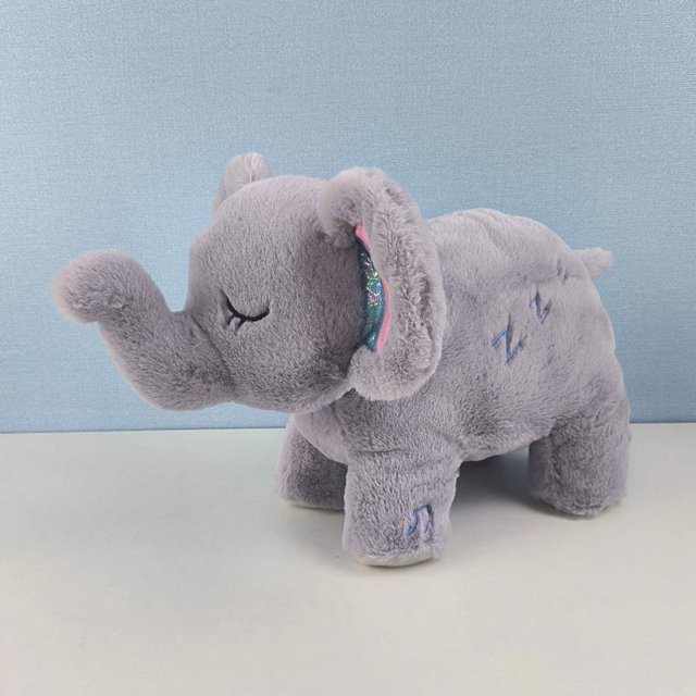 Juguete de peluche de elefante que respira con luces, chupete para bebé, regalo para niños (gris)