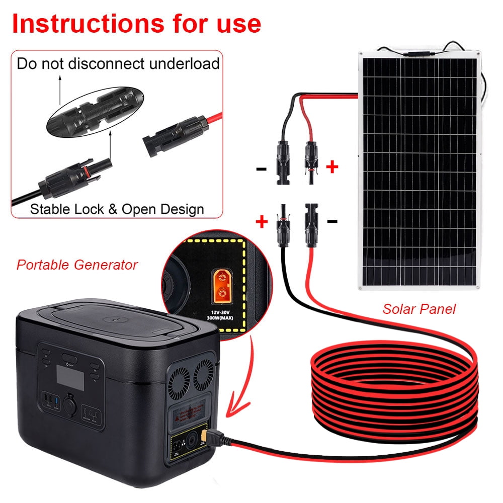 Hormy Solar to XT60 Charge Extension Cable 12AWG 20FT Solar Connector to XT60 Adapter Cable for Solar Panel RV Portable Power, IP67 Waterproof