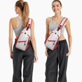 thumbnail image 6 of Sling Backpack,Red Christmas Sketch Pattern Sling Bag with Water Bottle Holder,Waterproof Sling Bag for Men/Women with Headphone Jack for Hiking,Travel, 6 of 6