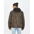 thumbnail image 4 of Boston Harbour Brookfield Waxe Vintage Bomber Leather Jacket Mens Hoodie - Dark Brown Mens Real Leather Jacket, 4 of 5