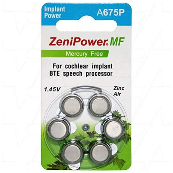 ZeniPower Size 675P Extra High Power Cochlear Implant BTE Speech Processor Batteries Zinc Air 1.4V, 675CI, Implant Plus (600 Batteries)