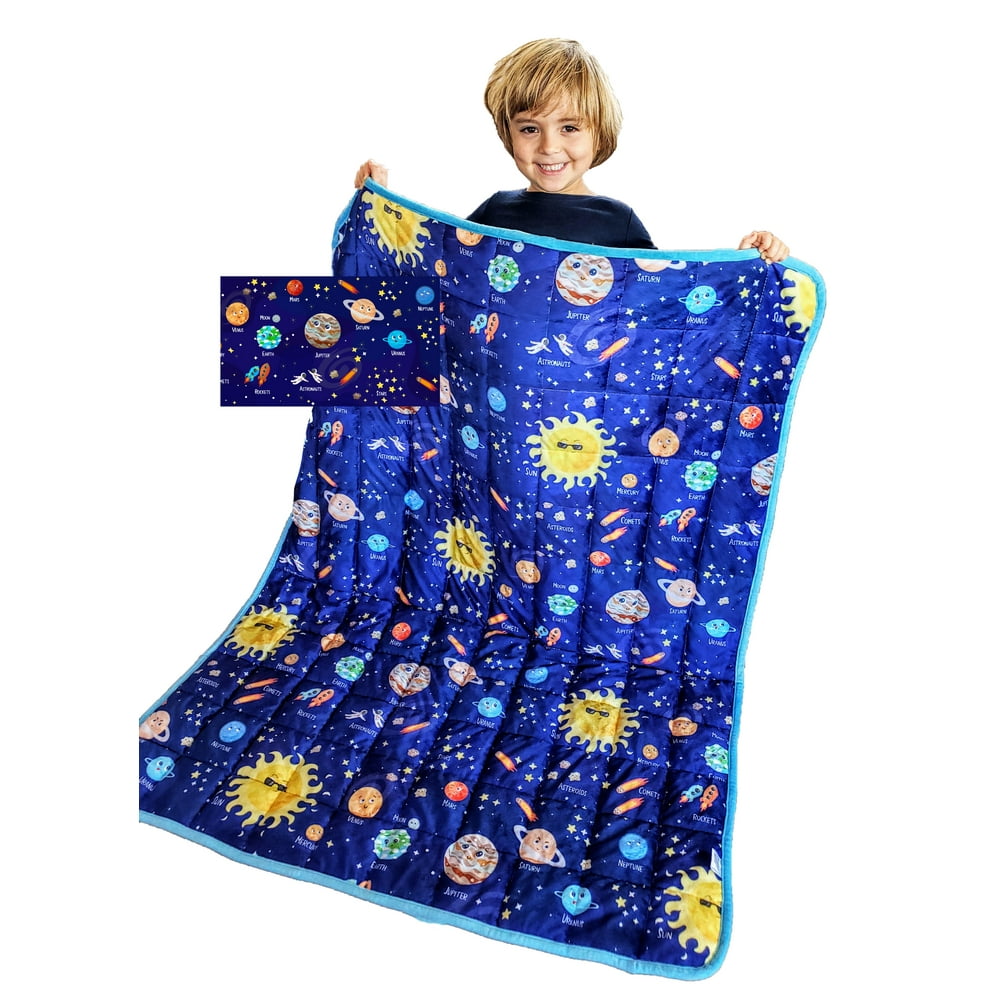 Weighted Blanket Kids 5 lbs 55"x42" Planets Solar System Sensory