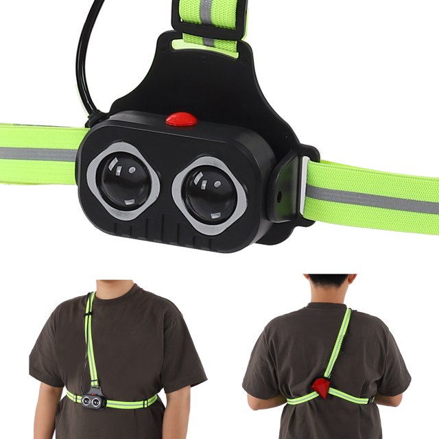 Domqga Lumière de Poitrine Rechargeable Lumière de Poitrine de Course de Nuit avec Bande Réglable pour le Camping de Course à Vélo, Lumière de Poitrine