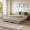 Burlywood, variant on Twin Bed Frame, Wood Platform Bed with Wave Design, Low Bed Frame Without Headboard, Minimalist Bed Base with Noise-Free, Easy Assembly, No Box Spring Needed
