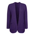 thumbnail image 6 of Ediodpoh Women Casual Solid Crochet Sweater Cardigan Loose Long Sleeve Pocket Long Coat Cardigan Sweaters for Women Purple M, 6 of 7