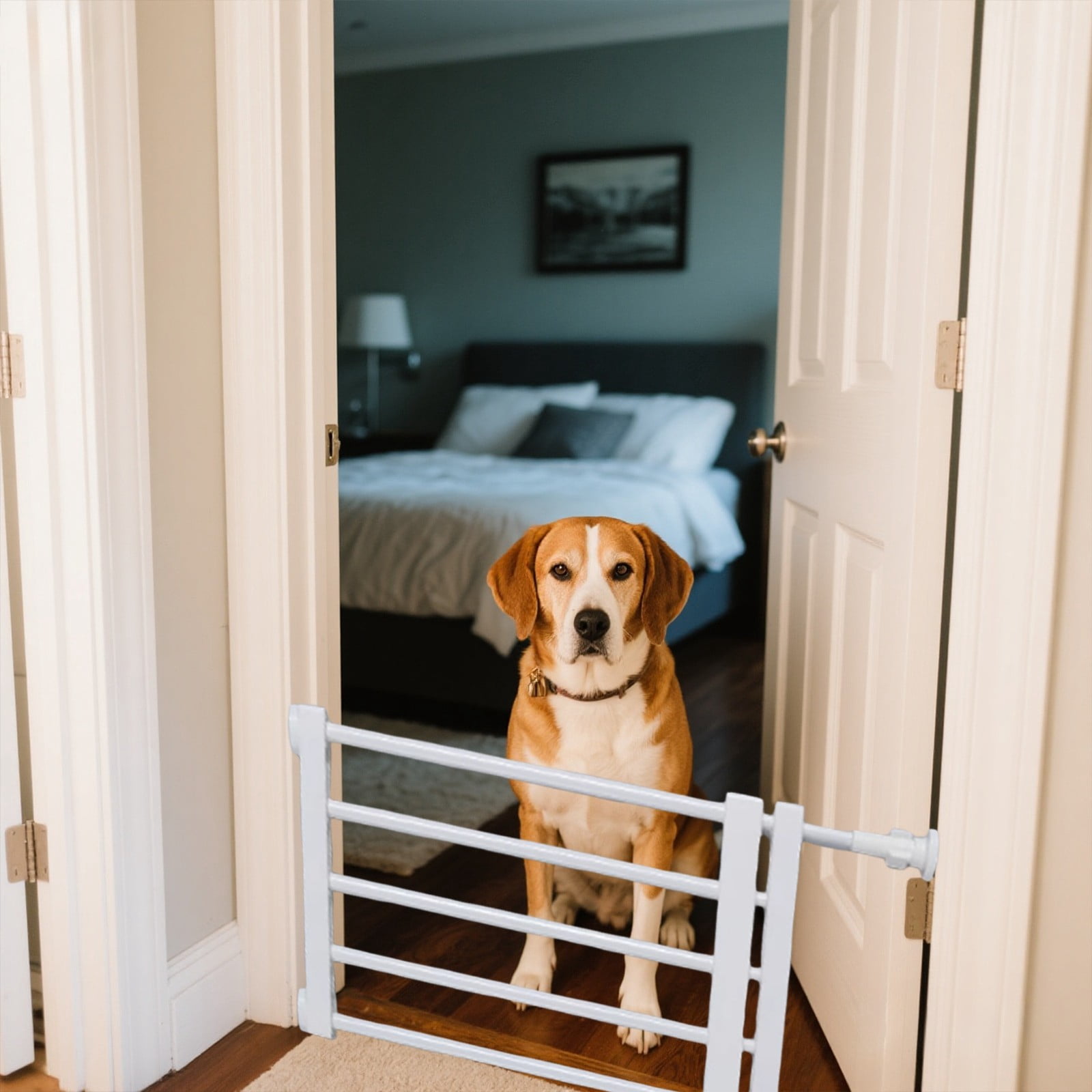 KMWGRE Adjustable Pet Door and Enclosure Indoor Barrier 15 to 23 Inches Wide for Dogs Cats Puppies Freestanding Sports Pen White 24x60cm