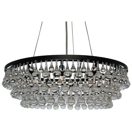USUT Celeste 10-light Glass and Crystal Chandelier - 32in Diameter - Black