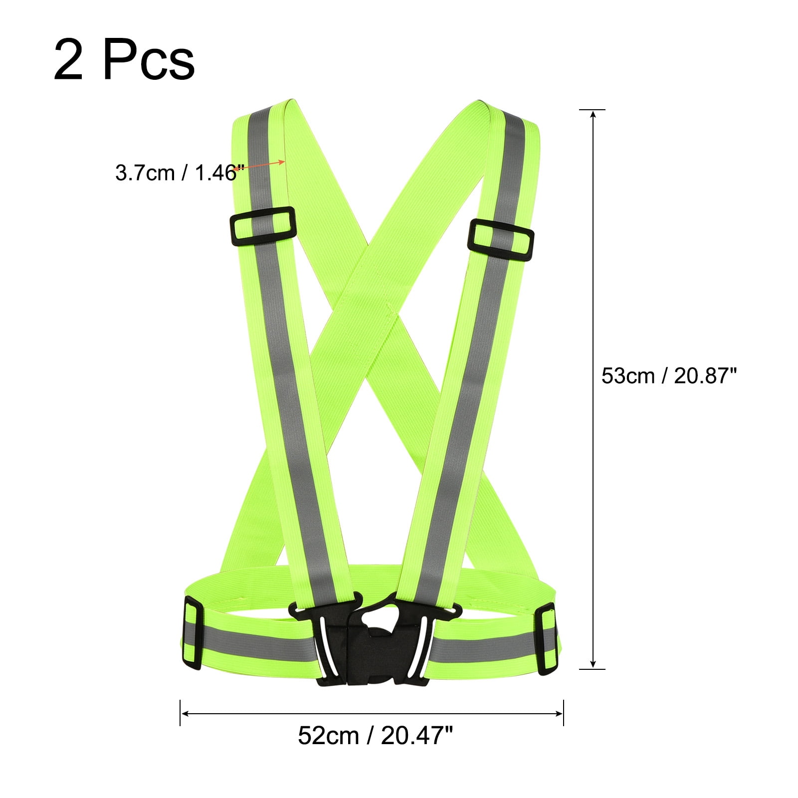 Unique Bargains Night Caution Adjustable Long Distance Visibility Vest Green 1.5"