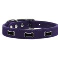 thumbnail image 1 of Widget en Os Noir Col de Chien en Cuir Véritable Violet 22, 1 of 1