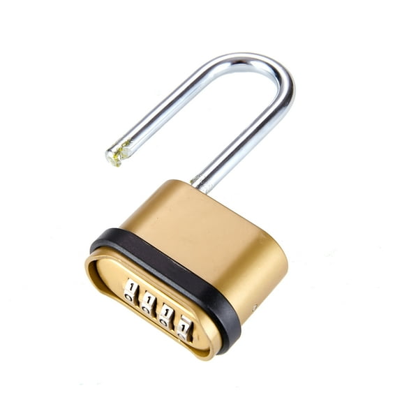 TALENO 4 Digit Combination Lock,Heavy Duty Outdoor Higher Security Keyless Locks Buckle Design Brass Finish Long Shackle Padlock for Gate,Fence,Toolbox,Storage Cabinets