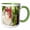 Green/White, variant on 3drose, White Leghorn Rooster Eating an Ear of Corn from a Garden., 11oz Two-tone Yellow Mug