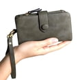 thumbnail image 3 of Womens Rfid Small Bifold Leather Wallets Ladies Wristlet with Card Slots Id Window Zipper Coin Purse Puprle, 3 of 6