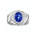 thumbnail image 4 of RYLOS Rings for Women Silver Ring XOXO Hugs & Kisses 9X7MM Gemstone & Diamond Ring Blue Star Sapphire Jewelry for Women Size 12, 4 of 8