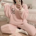 thumbnail image 5 of Sanrio-Conjunto de Pijama de Hello Kitty para mujer, ropa de casa gruesa de felpa de Coral, estilo coreano, bonito, color rosa, Invierno, 5 of 5
