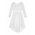 thumbnail image 6 of iEFiEL Flower Girls Lace Chiffon Dress Long Sleeve High-Low Hem Wedding Birthday Party Dress Pageant Ball Gown Ivory 14, 6 of 7