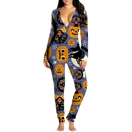 

Musuos Womens Butt Flap Pajamas Onesies V Neck Jumpsuit Bodycon Sleepwear Home Wear