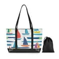 thumbnail image 7 of FORMRS Canvas Laptop Tote Bag for Women with 15.6" Computer Compartments Shoulder Handbag, Colorful Sailboats, 7 of 7