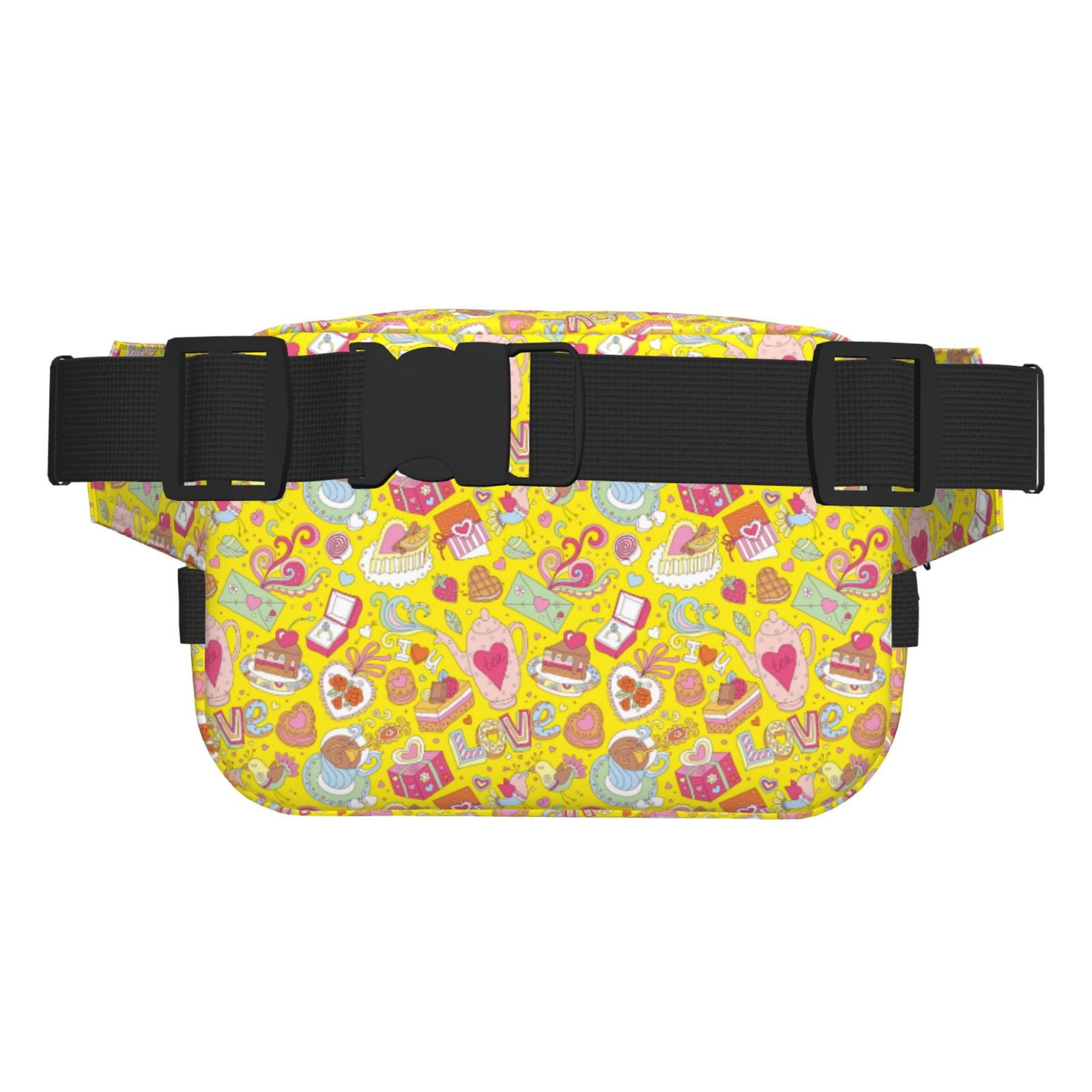 Picia Love Heart1 Print Square Double-Layer Waist Bag Mini Adjustable Waist Belt Bag Exercise Running Travel Hiking