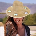 thumbnail image 3 of HAHUT Straw Beach Sun Hat with Sunglasses for Women Men, Suncatcher Cowgirl Straw Prism Hat with Adjustable Chin Strap Wide Brim for Camping Travel Picnic (Beige), 3 of 10