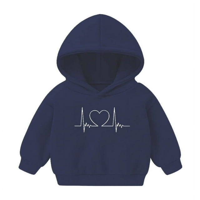 Posijego Sweat à Capuche pour Enfants 1-8 Ans Coton Manches Longues Garçons Filles Pull Graphique Cœur
