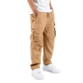 thumbnail image 2 of Angala Big Boys Cargo Pants Straight Leg With Pockets Fall Casual Boys Baggy Trousers Size 11-12 Years Khaki, 2 of 8