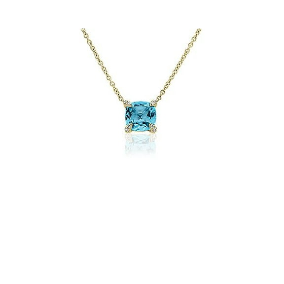 2.10 T.C.W Round Cut VS1 Natural Diamond Aquamarine Gemstone Wonderful Pendant for Women Solid 14K Yellow Gold With 18 inches Chain