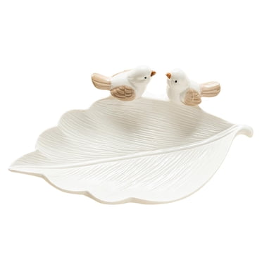 Tachiuwa Plateau à Bibelots en Céramique 22x3cm Assiette à Bonbons pour Cadeau de Pendaison de Crémaillère Blanc
