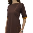 thumbnail image 7 of Phagun Indian Womens Solid Brown Kurti Cotton Tunic Regular Straight Kurta - 22, 7 of 7