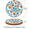 thumbnail image 3 of Daisy 6PCS Round Microfiber Leather Coasters, 11x11 cm/4.3x4.3 in, Drink Mats for Home and Office, Set of 6 Coasters, 3 of 6