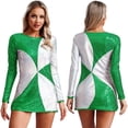 thumbnail image 3 of Disfraz de Navidad de Papá Noel para mujer, disfraz de manga larga con retales, lentejuelas metálicas brillantes, picardías, vestido de fiesta Rave, 3 of 5