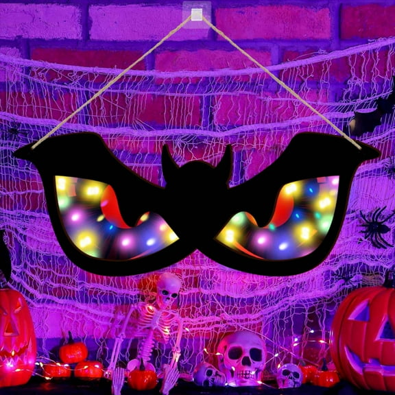 Halloween Decorations Spooky Eyes Lights, 21 Inch Large Wooden Halloween Window Eye Lights with 7 Color Modes and USB/Battery Operated for Home, Wall, Window, Trees Halloween Décor