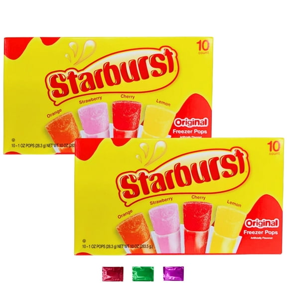 Original Candy Pops Variety Pack 10 Oz 2 Boxes, Strawberry Cherry Lemon Orange Fruit Flavored Ice Pops, Summer Snacks Party Treats w/ Snoep in Beperkte Oplage