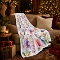 thumbnail image 3 of White Watercolor Orchid Garden With Pink, Watercolor Botanical Style for Botanical Art Enthusiasts, Housewarming Gift with Cozy Flannel Blanket, Home Decor for Bedroom And Living Room And Sunroom, 3 of 9