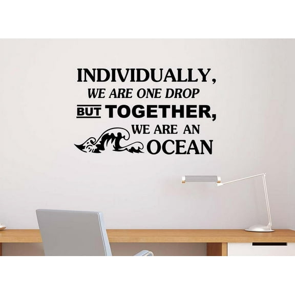Individually we are one drop, but together we are an ocean 23 x 14 Vinyl wall quote decal sticker Motivational Calligraphy Decorative Beautiful Custom lettering Church Corinthians Faith GOD