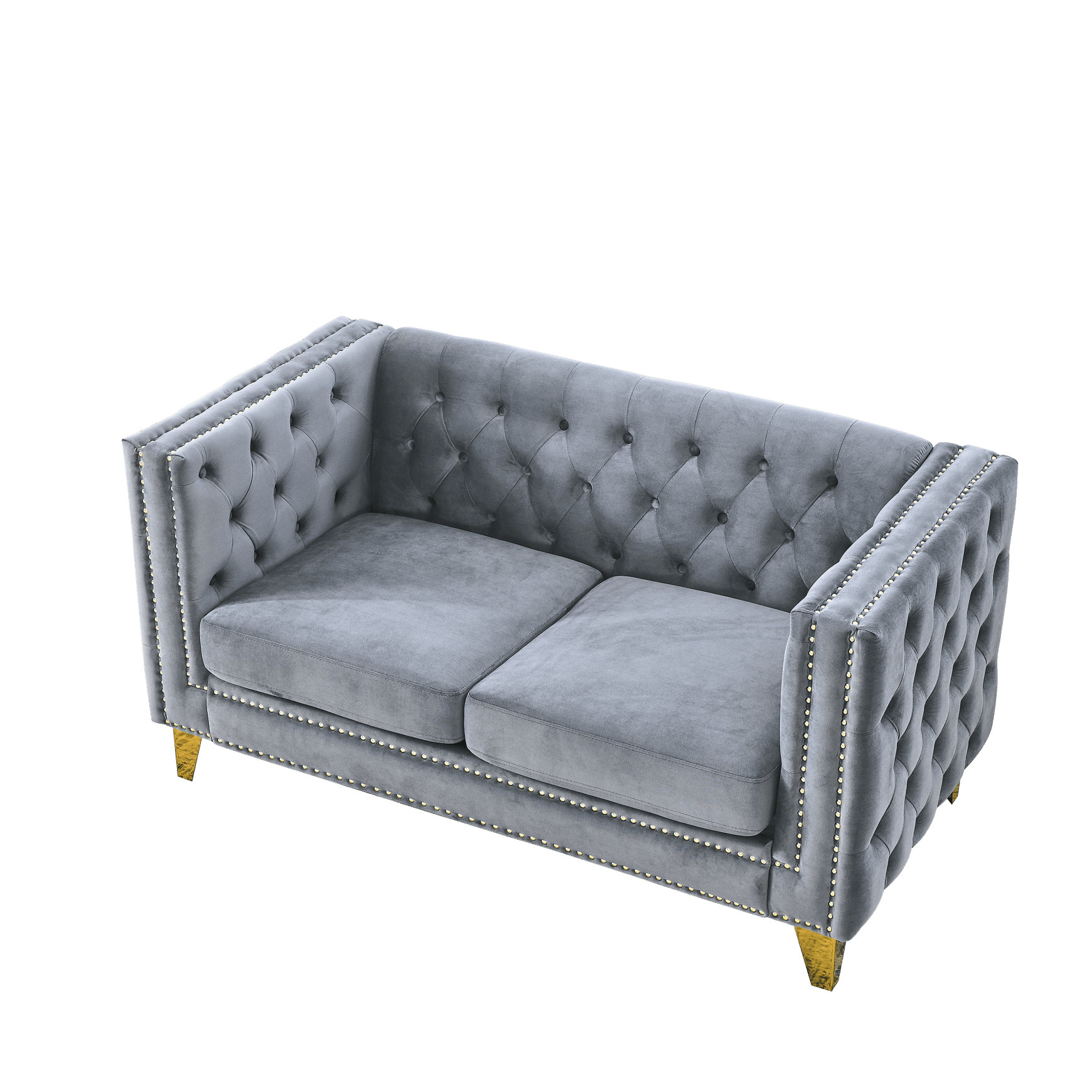 Sofa, 2 Seat Couch, Velvet Futtons Tufted Square Arm Couch, Sofas