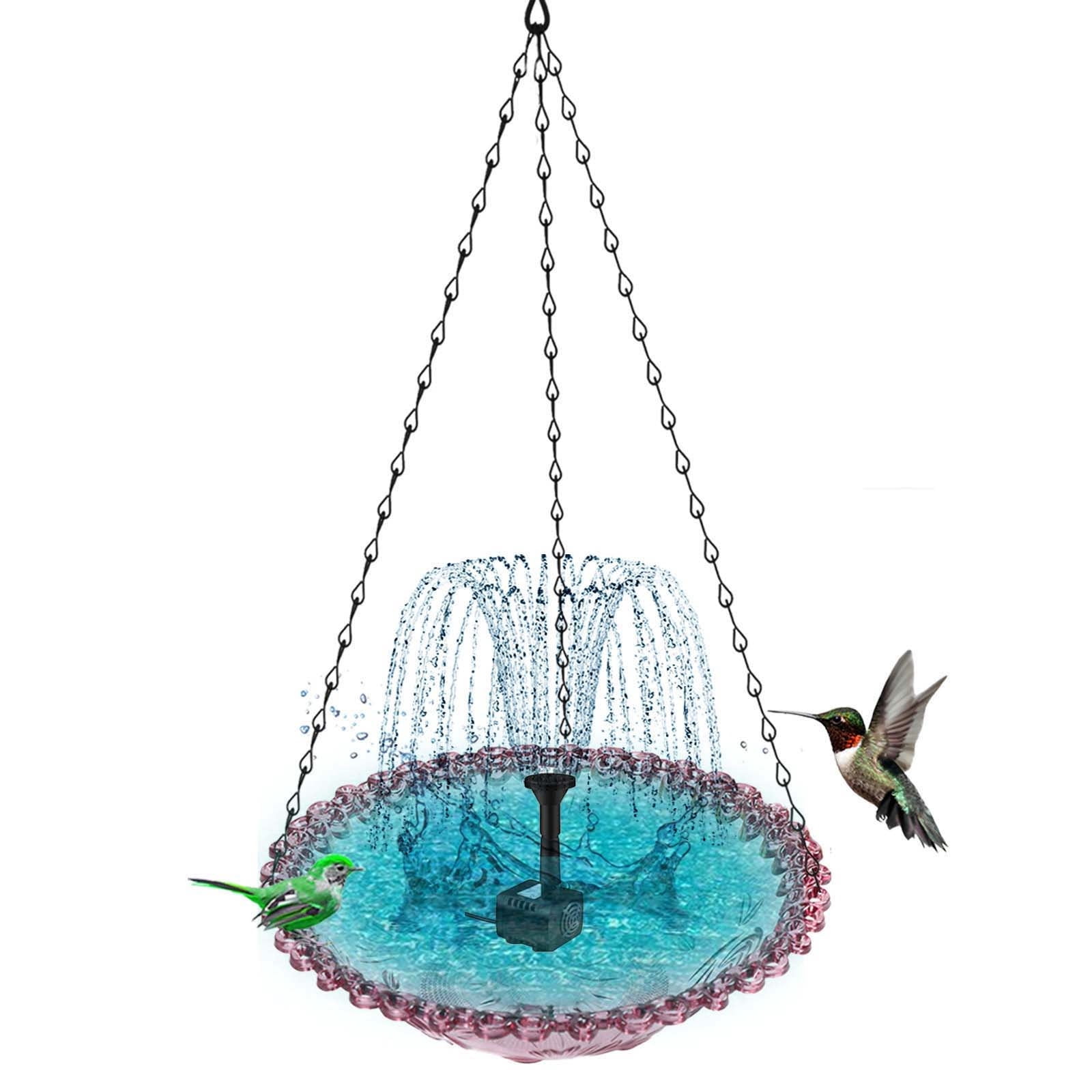 Hanging Solar Bird Bath Fountain, Solar Powered Cascading Outdoor Water Fountain, Hanging Bird Bath with Flowing Water, Decorative Garden Yard Patio Bird Bath Fountain