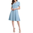 thumbnail image 2 of Vestido Midi Vintage Chic para Mujeres 2024 con Cuello Peter Pan L Azul Polvoriento, 2 of 6