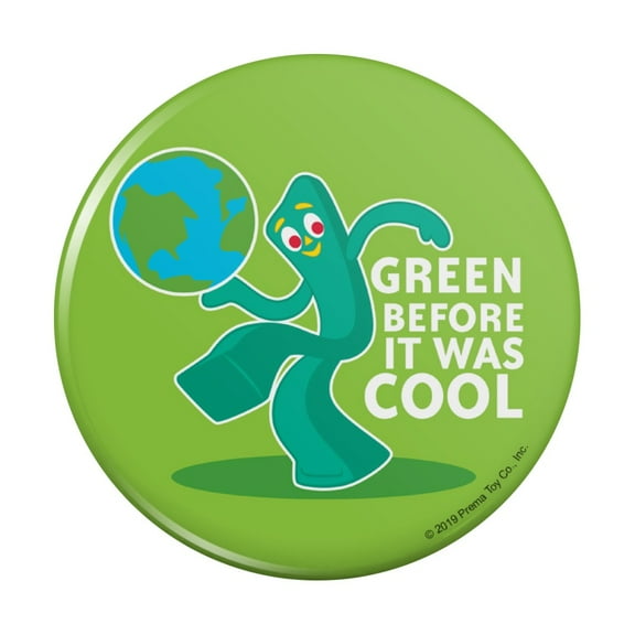 Gumby Green Before It Was Cool Earth Planet Kitchen Refrigerator Locker Button Magnet