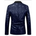 thumbnail image 5 of KHONTS Men's Sequin Blazer Tuxedo Party Prom Wedding Tuxedo One Button Jacket Blue XL, 5 of 5