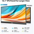 thumbnail image 2 of HotYeah Portable Monitor, 16.1in 1080P FHD Laptop Monitor USB-C HDMI External Computer Display HDR IPS w/Smart Cover & Speaker, 2nd Screen for PC Mac Phone Switch PS5 - Refurbished Excellent, 2 of 5