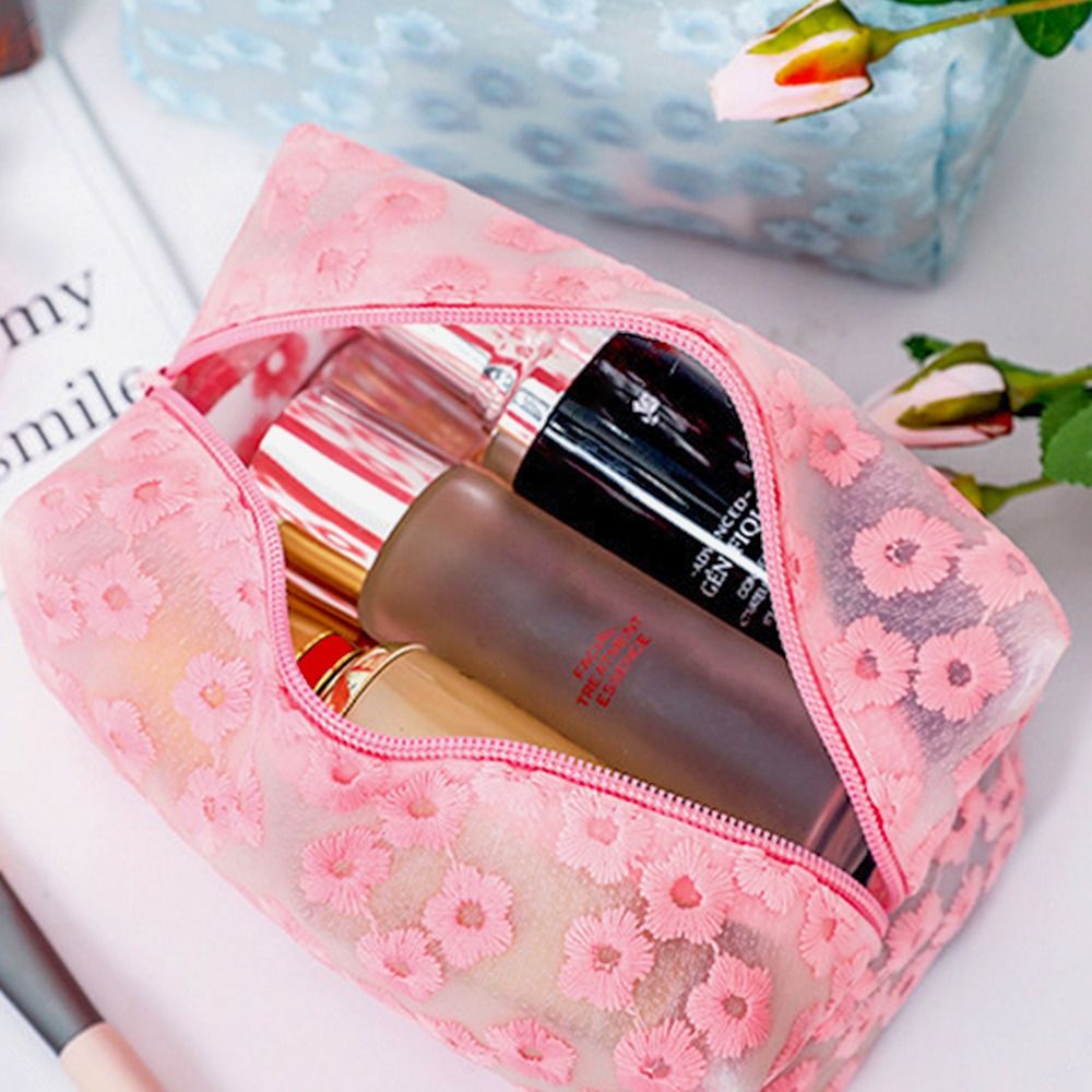 Pvc Portable Small Chrysanthemum Splash-Proof Organizer Cosmetic Bag Make  Up Bag Storage Bags PURPLE 