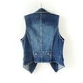 thumbnail image 4 of YM YOUMU Women Lapel Washed Blue Denim Vest Button Up Waistcoat Jacket, 4 of 4