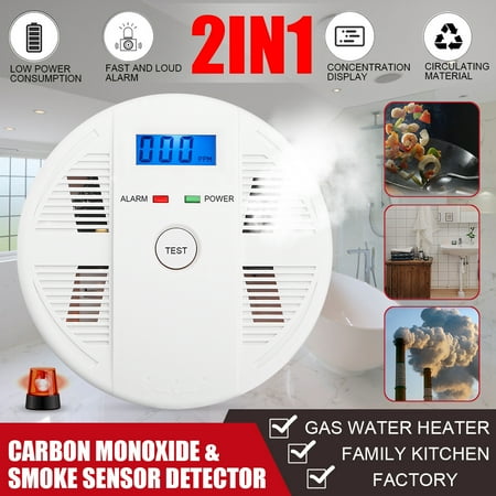 2 IN 1 CO&Smoke Detector Alarm Sound Combo Sensor Battery Operated LED Light Suitable for House Shop Office