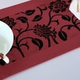 thumbnail image 5 of PiccoCasa 76"X11" Flower Blossom Flocked Damask Table Runner Home Decor Red, 5 of 7