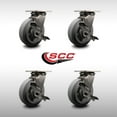 thumbnail image 2 of 6 Inch 316SS Thermo Rubber Flat Tread Swivel Caster Set w/Ball Bearings & Brakes, 2 of 2