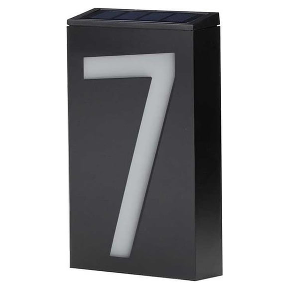 Bewildely Número de placa de puerta solar, luz de señal, lámpara de Villa grande desenchufada, iluminación, adornos Led, placa de casa de Iluminación y accesorios Numero 7