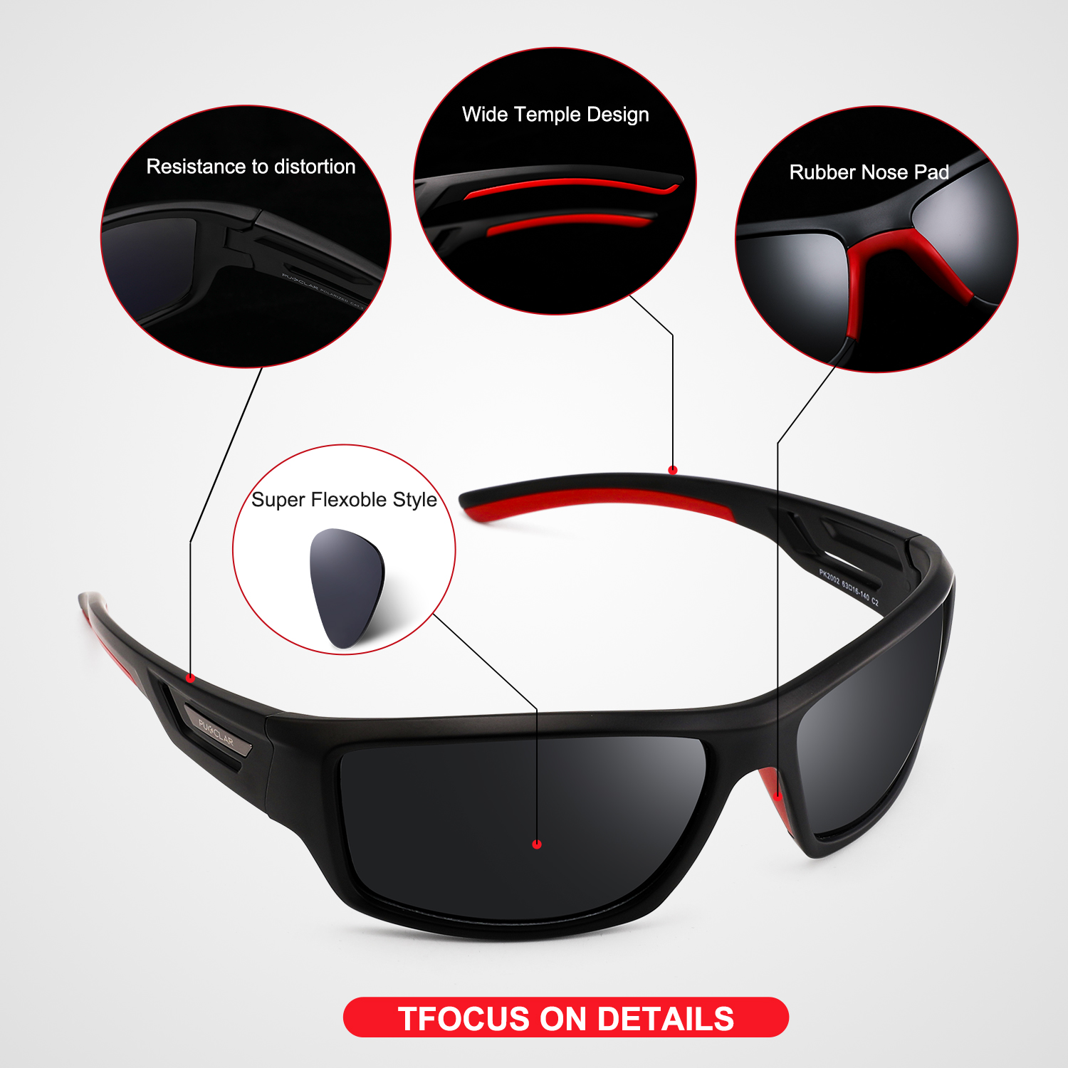 PUKCLAR Polarized Sports Sunglasses, Unisex photo 6