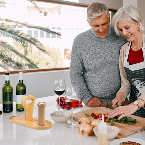 LIFKOME MLINS Holder 1 Set Wooden Trivets for Hot Dishes Tree Coasters and Hot Pads for Kitchen Countertops Oil and Vinegar Bottles